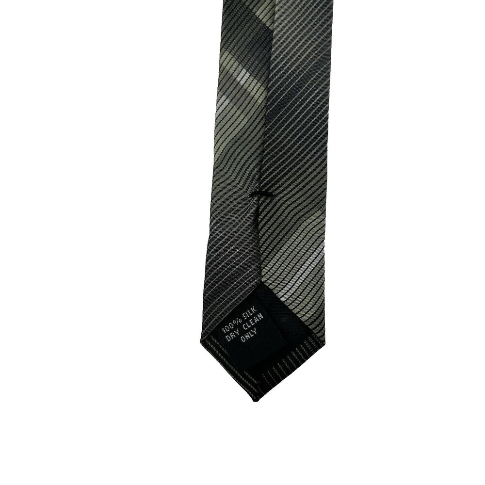 Pierre Cardin Black &‎ Gray Diagonal Striped  100% Silk Tie  57.5" L x 3.75" W - Picture 5 of 6